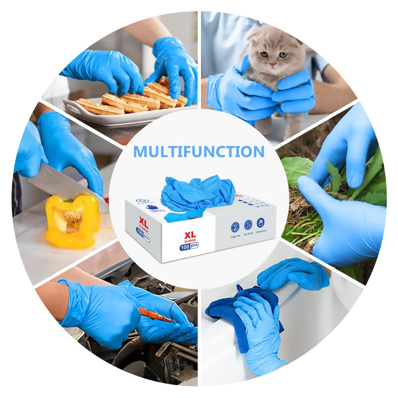 squish Disposable Gloves, Blue 4 mil Vinyl Synmax Exam Gloves Non Sterile, Powder Free, Latex Free - Cleaning Supplies, Kitchen and Food Safe(Pack of 100) (Blue X-Large) - Image 3